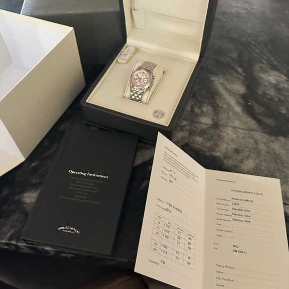 Brand new w box & papers Armand Nicolet Chronograph 9428A-AN-M9420 Stainless - Picture 7 of 11